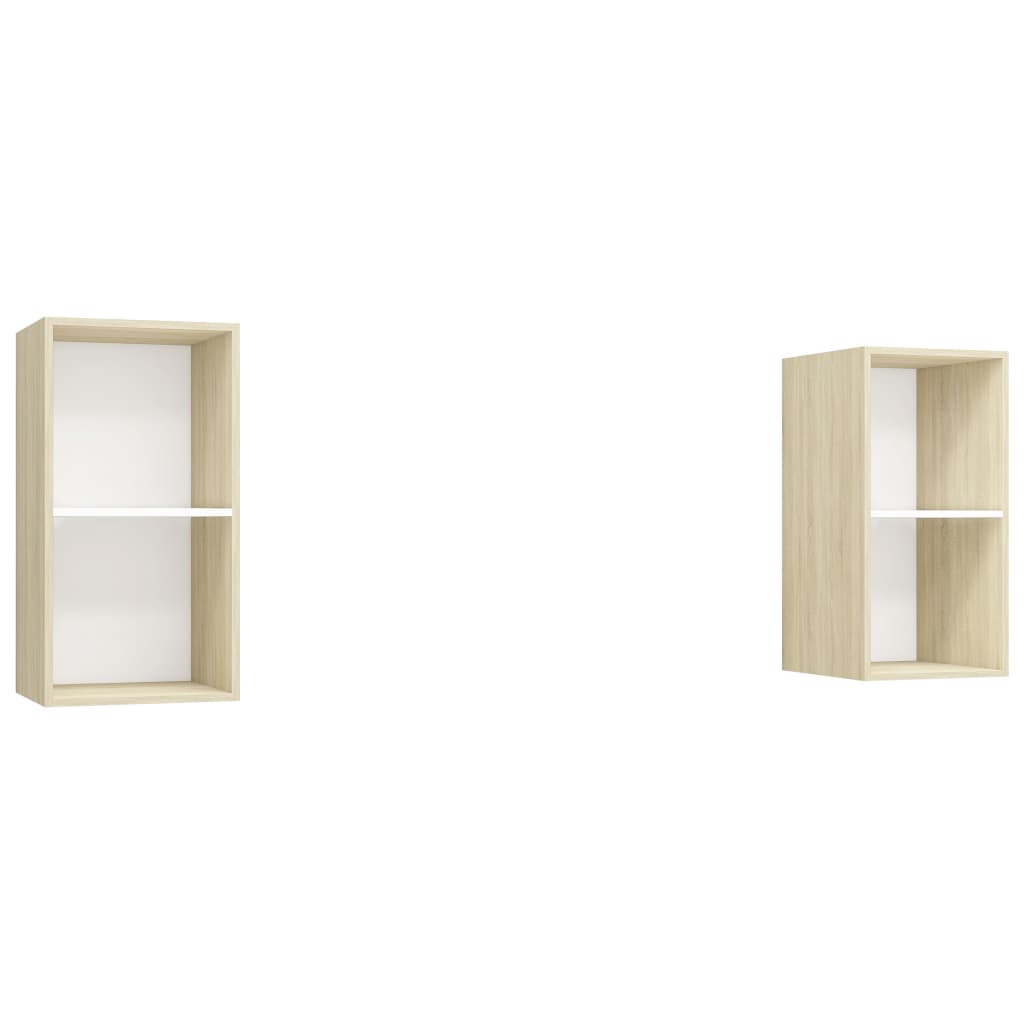 TV wall cabinets 2 pcs. White Sonoma oak wood material