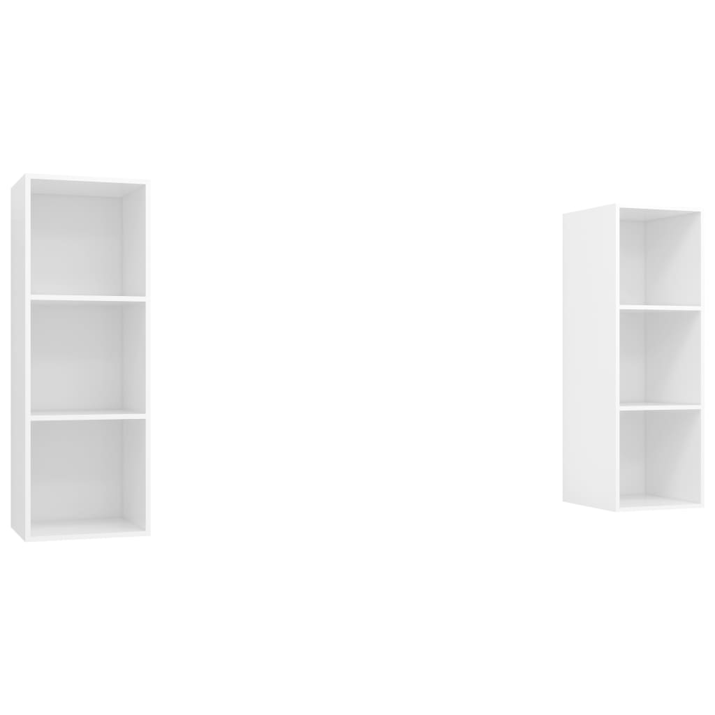 TV wall cabinets 2 pcs. White wood material