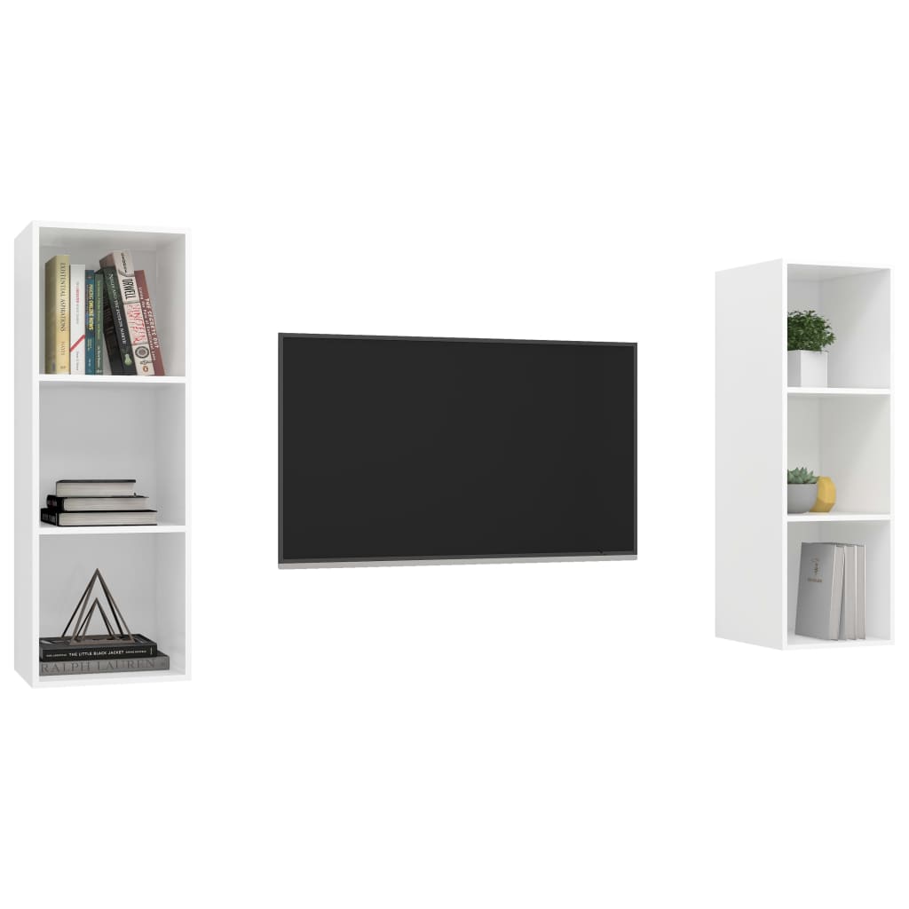 TV wall cabinets 2 pcs. White wood material