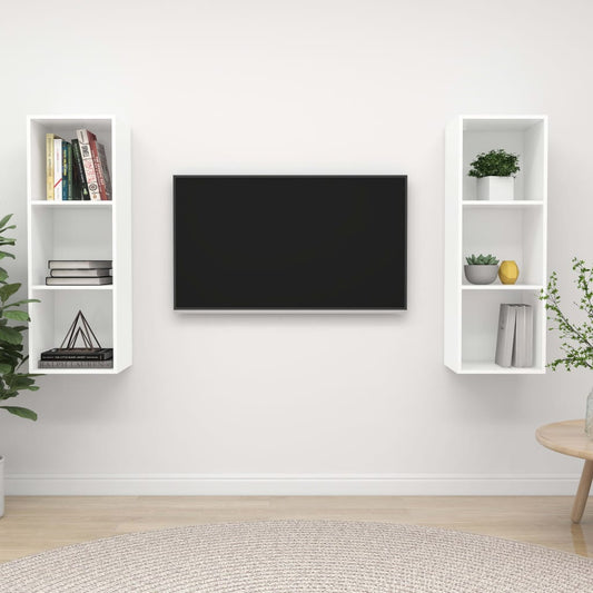 TV wall cabinets 2 pcs. White wood material