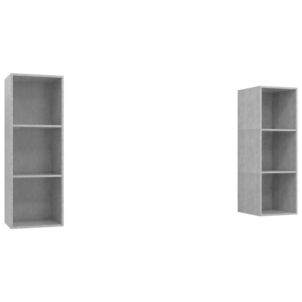Meubles TV muraux (2 pièces) en bois gris béton