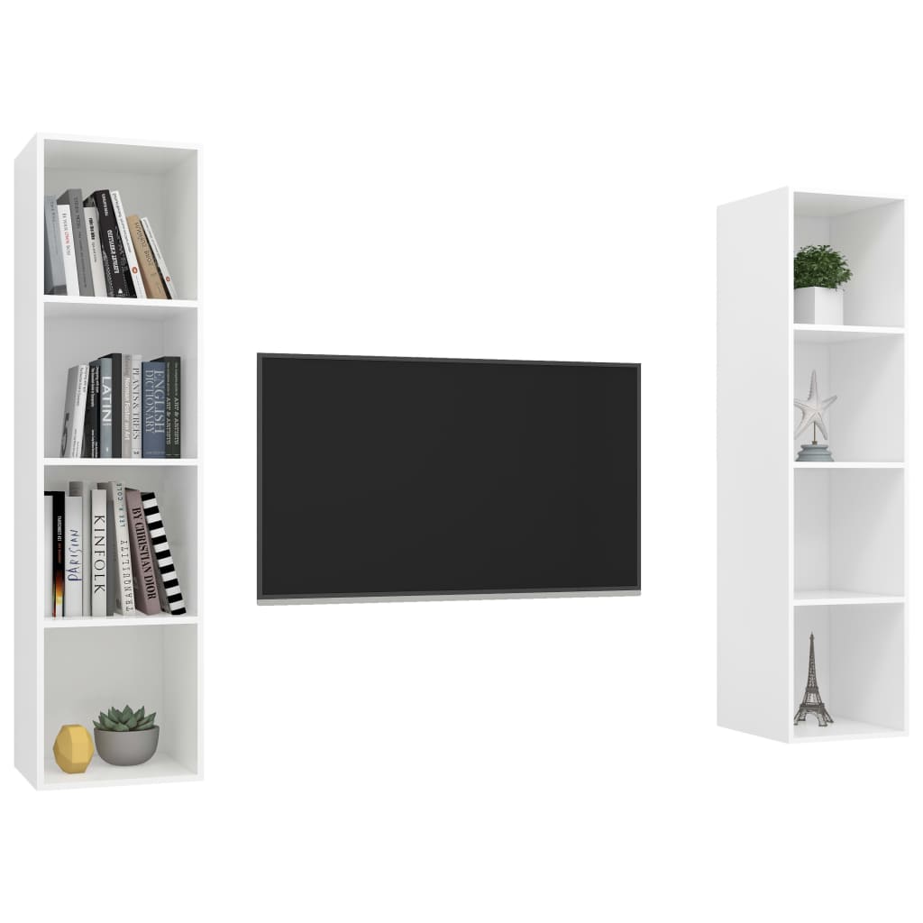 TV wall cabinets 2 pcs. White wood material