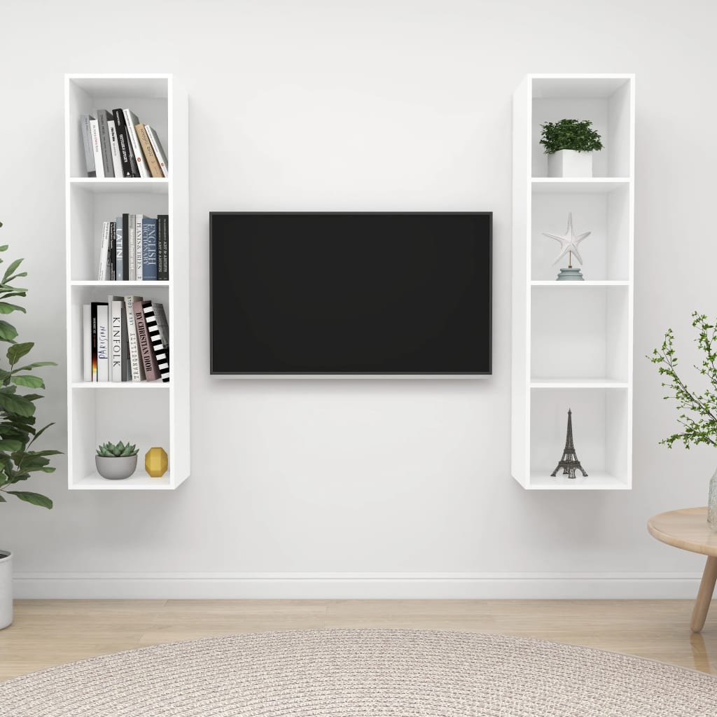 TV wall cabinets 2 pcs. White wood material
