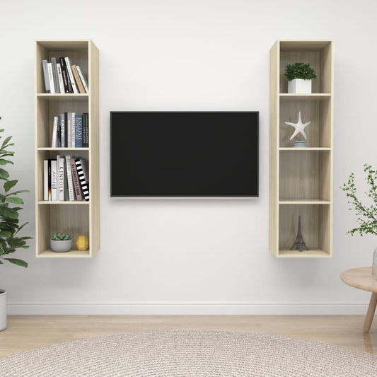 TV wall cabinets 2 pcs. Sonoma oak wood material
