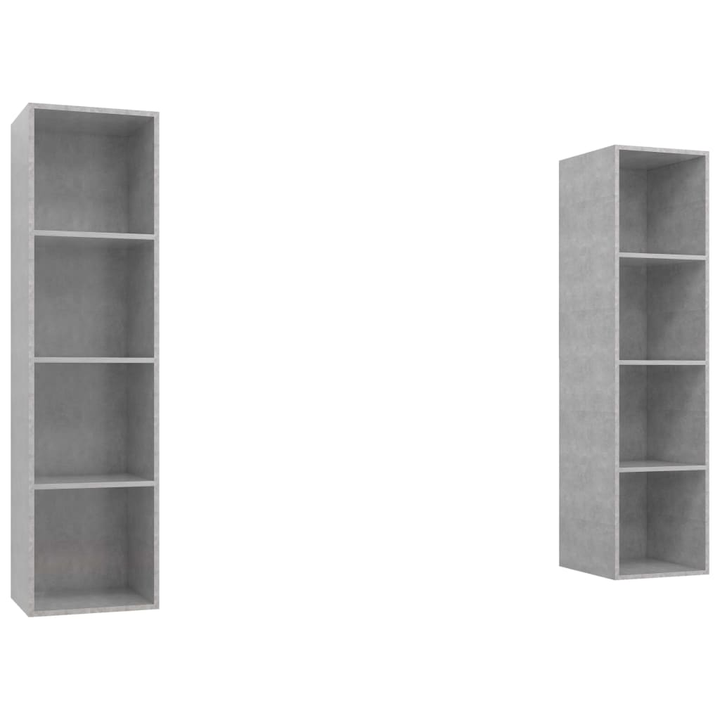 Meubles TV muraux (2 pièces) en bois gris béton