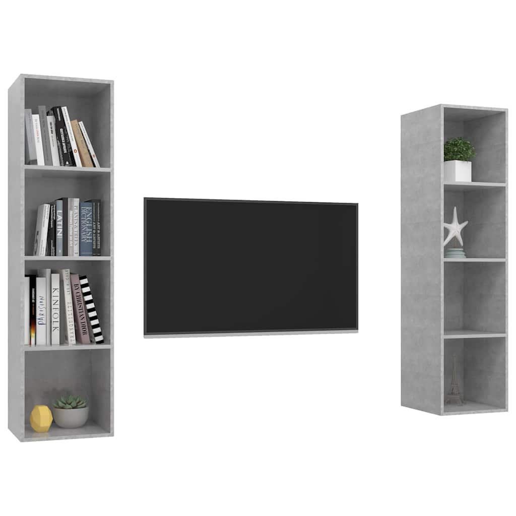 TV-Wandschränke 2 Stk. Betongrau Holzwerkstoff