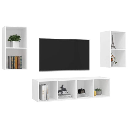 TV-Wandschränke 4 Stk. Weiß Holzwerkstoff