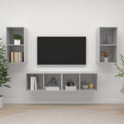 TV-Wandschränke 4 Stk. Betongrau Holzwerkstoff