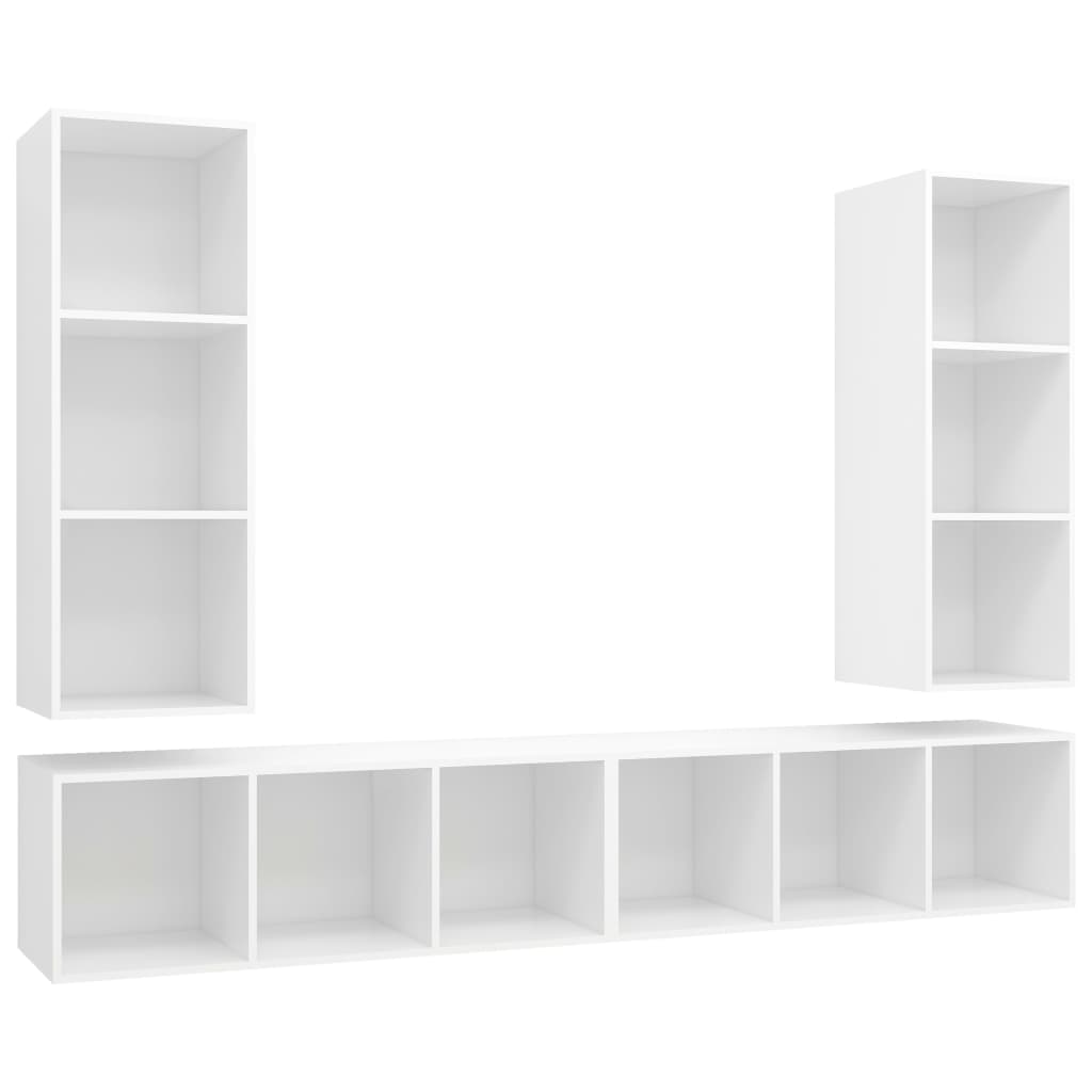TV wall cabinets 4 pcs. White wood material