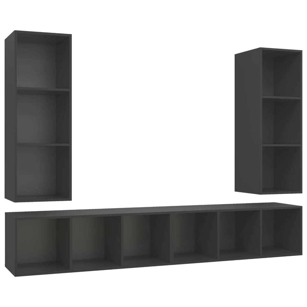 TV wall cabinets 4 pcs. Grey wood material