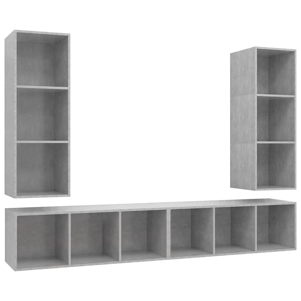 TV-Wandschränke 4 Stk. Betongrau Holzwerkstoff