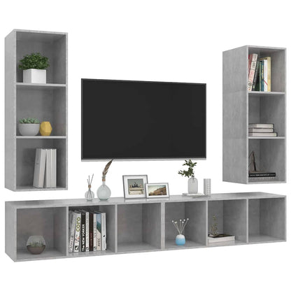 TV-Wandschränke 4 Stk. Betongrau Holzwerkstoff