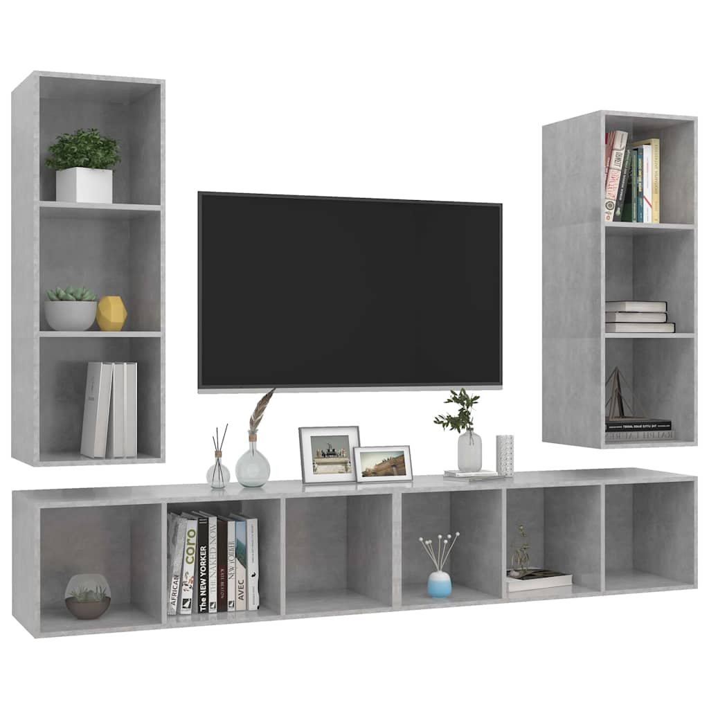 Wand TV Schrank | Wandmontiert 4 pcs 37 x 37 x 107,5 cm
