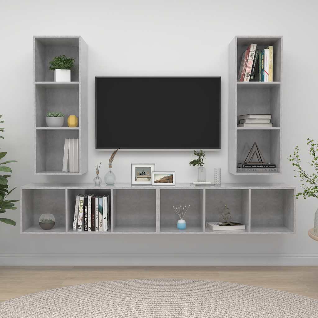 Wand TV Schrank | Wandmontiert 4 pcs 37 x 37 x 107,5 cm