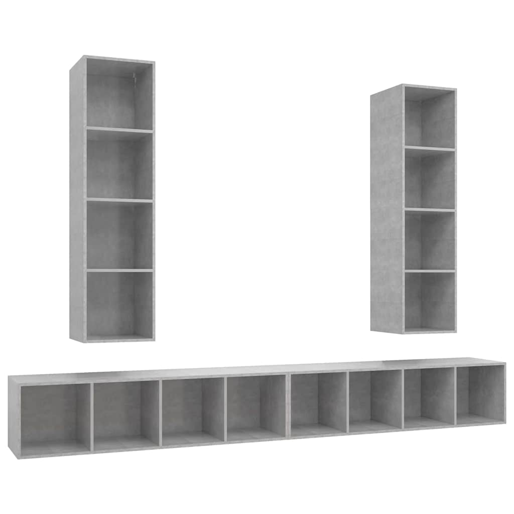 TV-Wandschränke 4 Stk. Betongrau Holzwerkstoff
