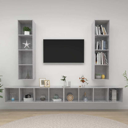 TV-Wandschränke 4 Stk. Betongrau Holzwerkstoff