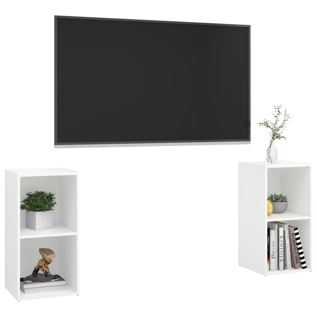 Meubles TV, lot de 2, blanc, 72 x 35 x 36,5 cm, en bois