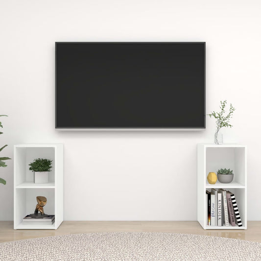 Meubles TV, lot de 2, blanc, 72 x 35 x 36,5 cm, en bois