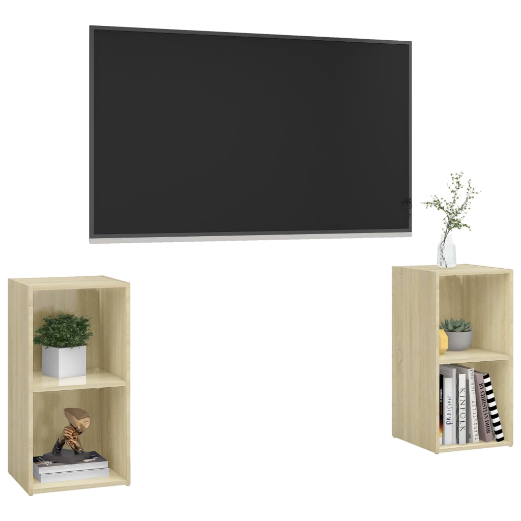 Meubles TV, lot de 2, en chêne Sonoma, 72 x 35 x 36,5 cm, matériau bois