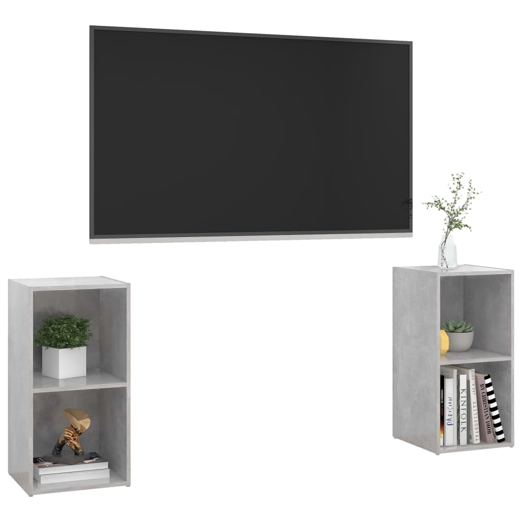 Meubles TV (2 pièces) gris béton 72 x 35 x 36,5 cm, matériau à base de bois