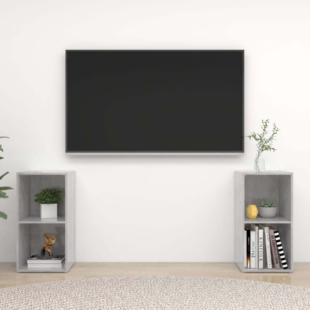 Meubles TV (2 pièces) gris béton 72 x 35 x 36,5 cm, matériau à base de bois