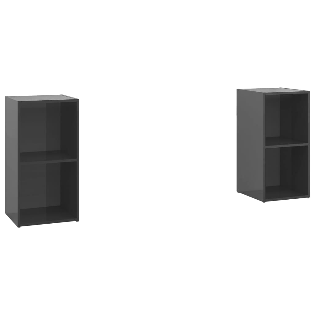 Meubles TV, lot de 2, gris brillant, 72 x 35 x 36,5 cm, matériau à base de bois