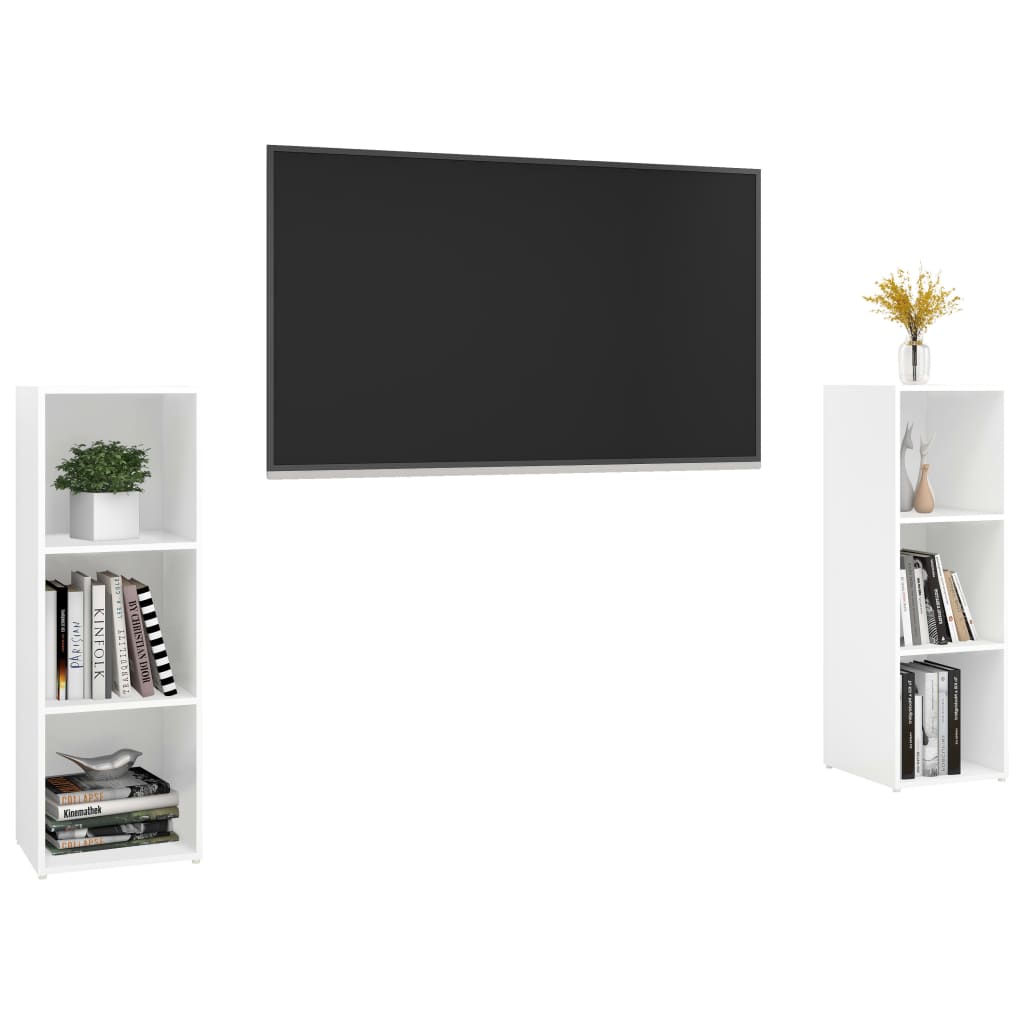 Meubles TV, lot de 2, blanc, 107 x 35 x 37 cm, matériau à base de bois