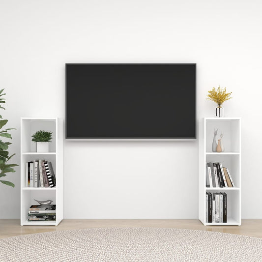 Meubles TV, lot de 2, blanc, 107 x 35 x 37 cm, matériau à base de bois