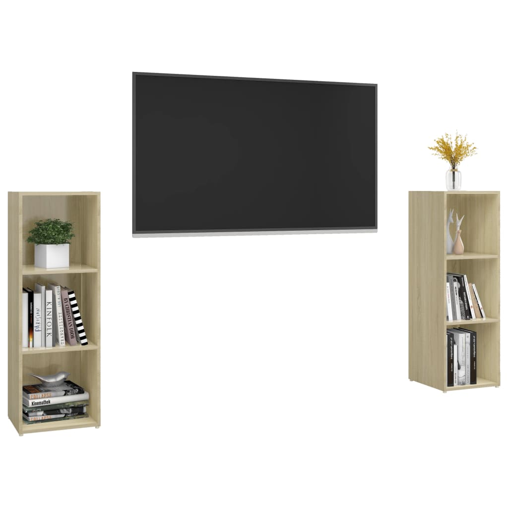Meubles TV, lot de 2, chêne Sonoma, 107 x 35 x 37 cm, bois