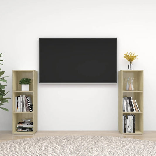 Meubles TV, lot de 2, chêne Sonoma, 107 x 35 x 37 cm, bois