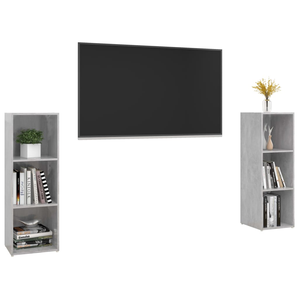 Meubles TV, lot de 2, gris béton, 107 x 35 x 37 cm, matériau à base de bois
