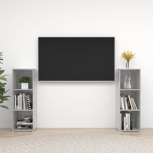 Meubles TV, lot de 2, gris béton, 107 x 35 x 37 cm, matériau à base de bois