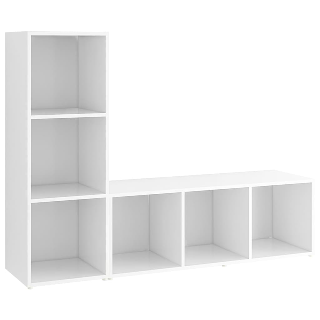 Meubles TV, lot de 2, blanc, 107 x 35 x 37 cm, matériau à base de bois