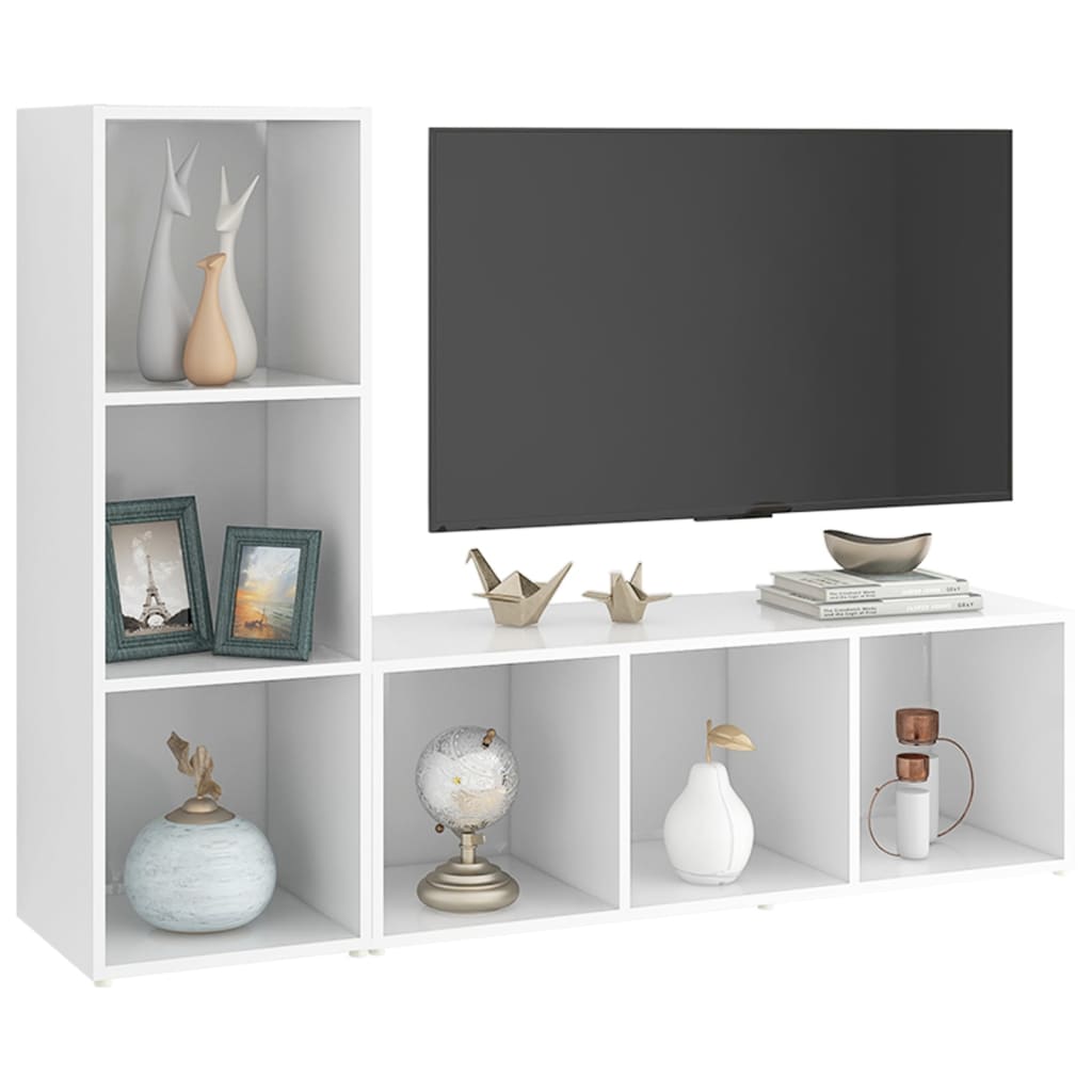 Meubles TV, lot de 2, blanc, 107 x 35 x 37 cm, matériau à base de bois
