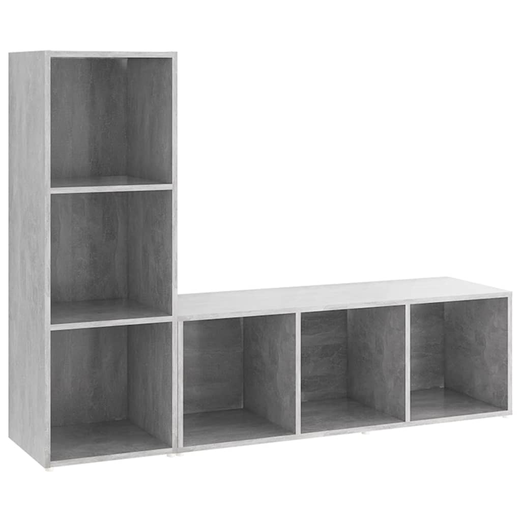 Meubles TV, lot de 2, gris béton, 107 x 35 x 37 cm, matériau à base de bois