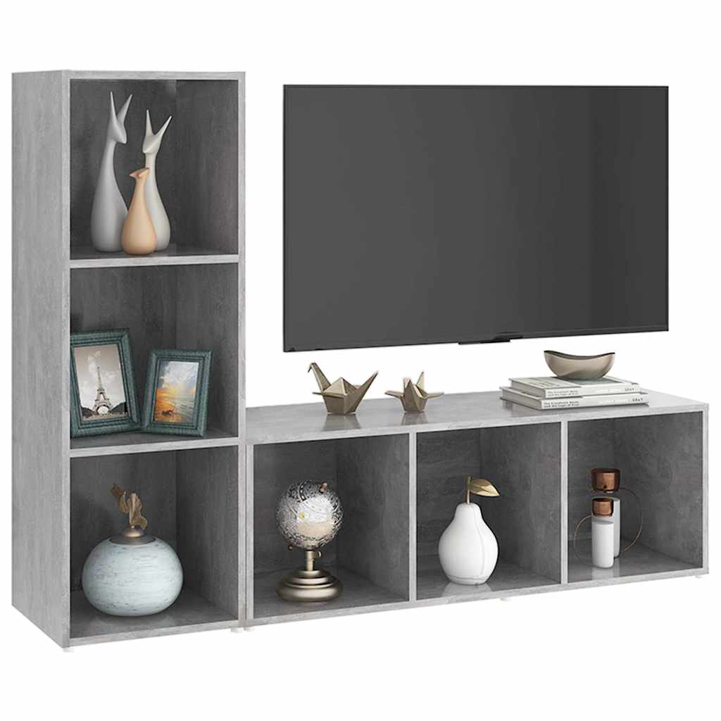 TV-Schränke 2 Stk. Betongrau 107x35x37 cm Holzwerkstoff