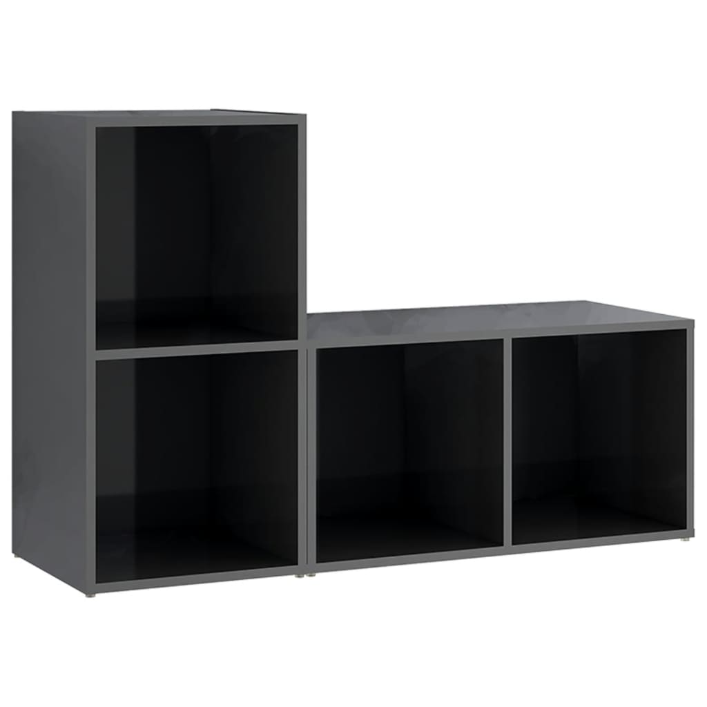 Meubles TV, lot de 2, gris brillant, 72 x 35 x 36,5 cm, matériau à base de bois