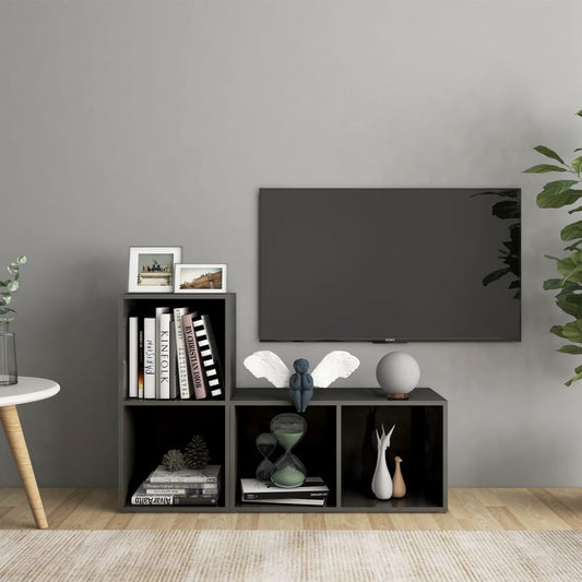 Meubles TV, lot de 2, gris brillant, 72 x 35 x 36,5 cm, matériau à base de bois