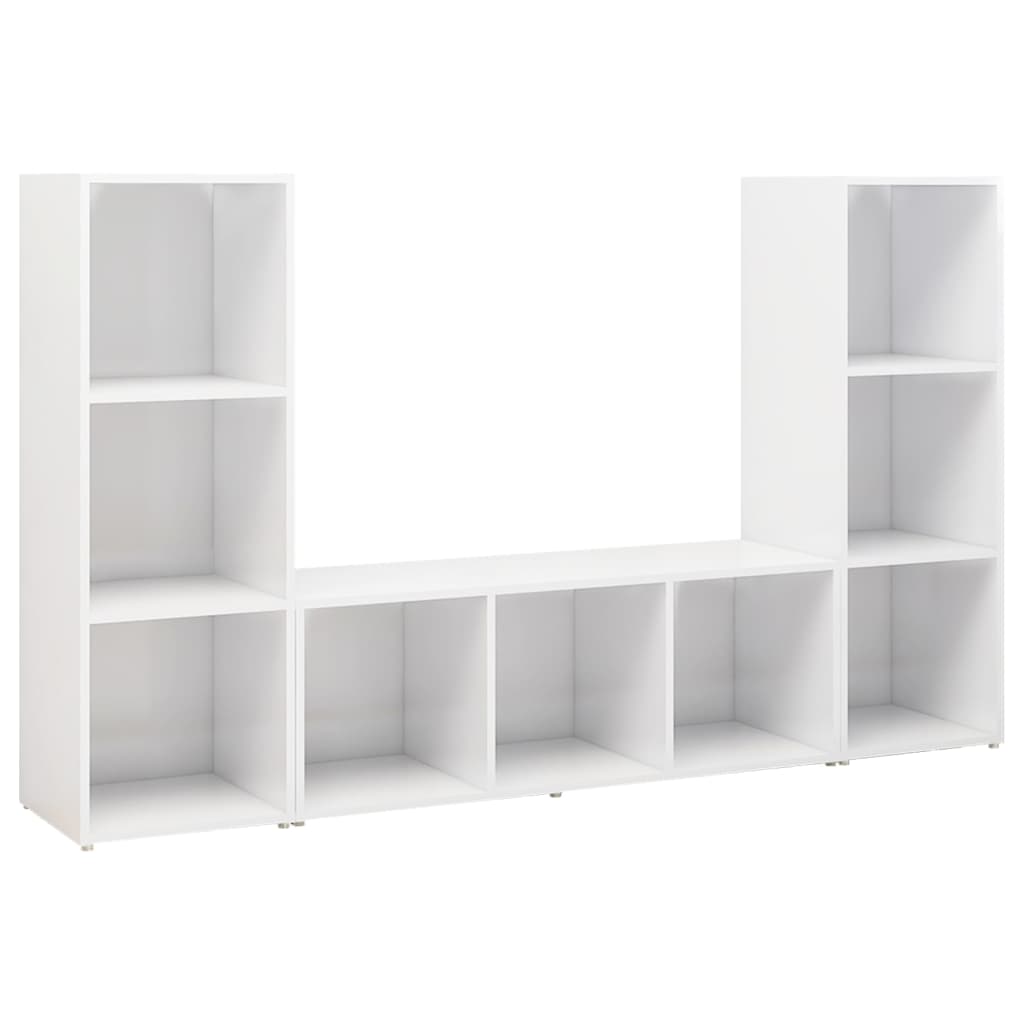 Meubles TV 3 pièces, blanc, 107 x 35 x 37 cm, matériau à base de bois