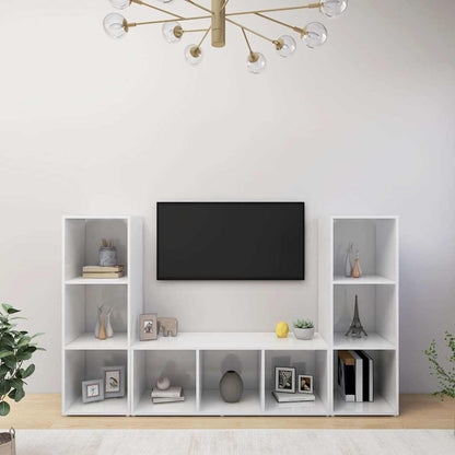 TV-Schränke 3 Stk. Weiß 107x35x37 cm Holzwerkstoff
