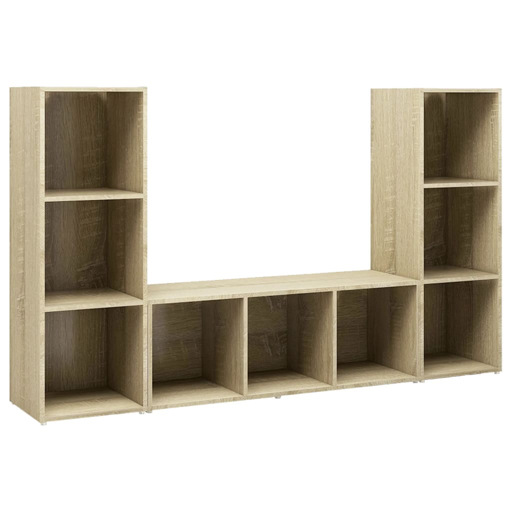 Meubles TV 3 pièces en chêne Sonoma 107 x 35 x 37 cm