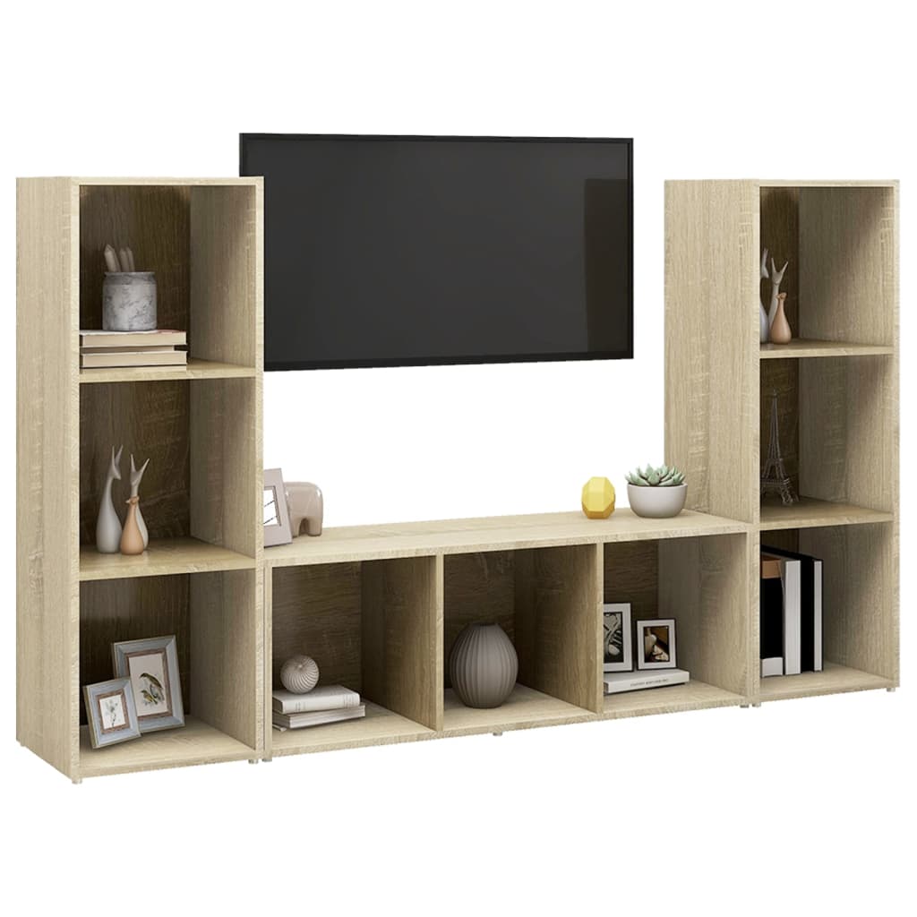 Meubles TV 3 pièces en chêne Sonoma 107 x 35 x 37 cm