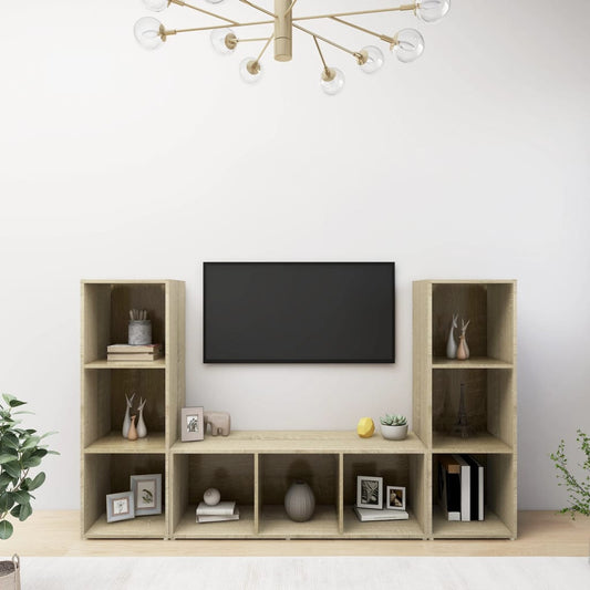 Meubles TV 3 pièces en chêne Sonoma 107 x 35 x 37 cm