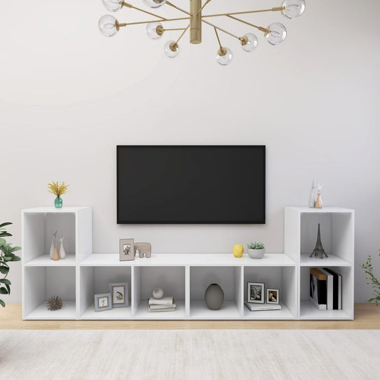 Meubles TV 4 pièces, blanc, 72 x 35 x 36,5 cm, matériau à base de bois