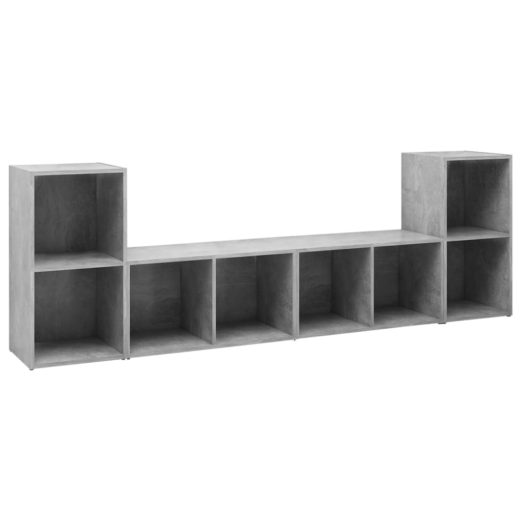 Meubles TV, 4 pièces, gris béton, 72 x 35 x 36,5 cm, matériau à base de bois