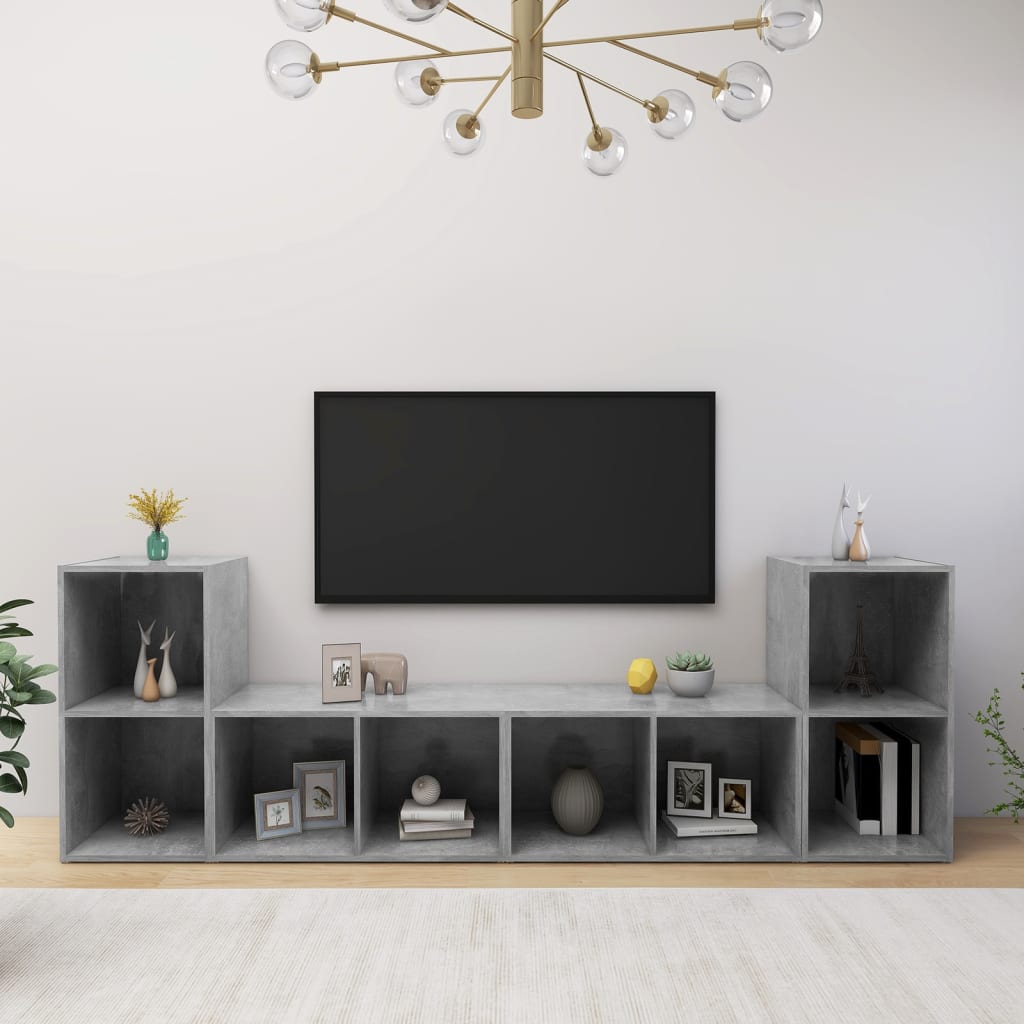 Meubles TV, 4 pièces, gris béton, 72 x 35 x 36,5 cm, matériau à base de bois