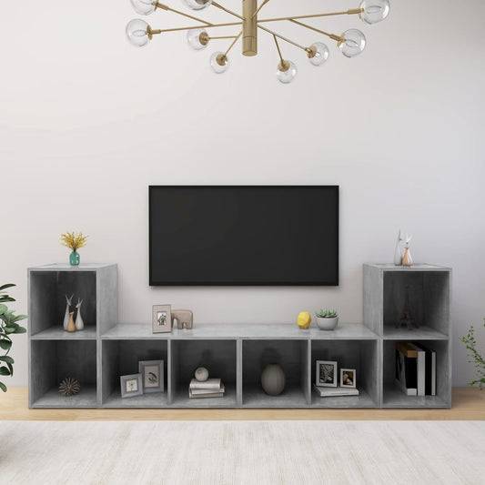 Meubles TV, 4 pièces, gris béton, 72 x 35 x 36,5 cm, matériau à base de bois