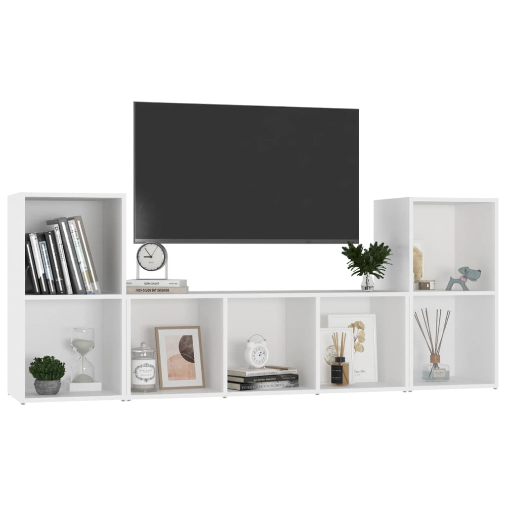 Ensemble de meubles TV 3 pièces en bois blanc