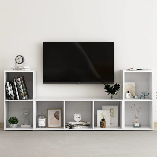 Ensemble de meubles TV 3 pièces en bois blanc