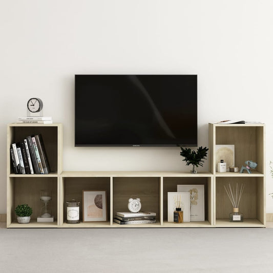 Ensemble de meubles TV 3 pièces en bois de chêne Sonoma